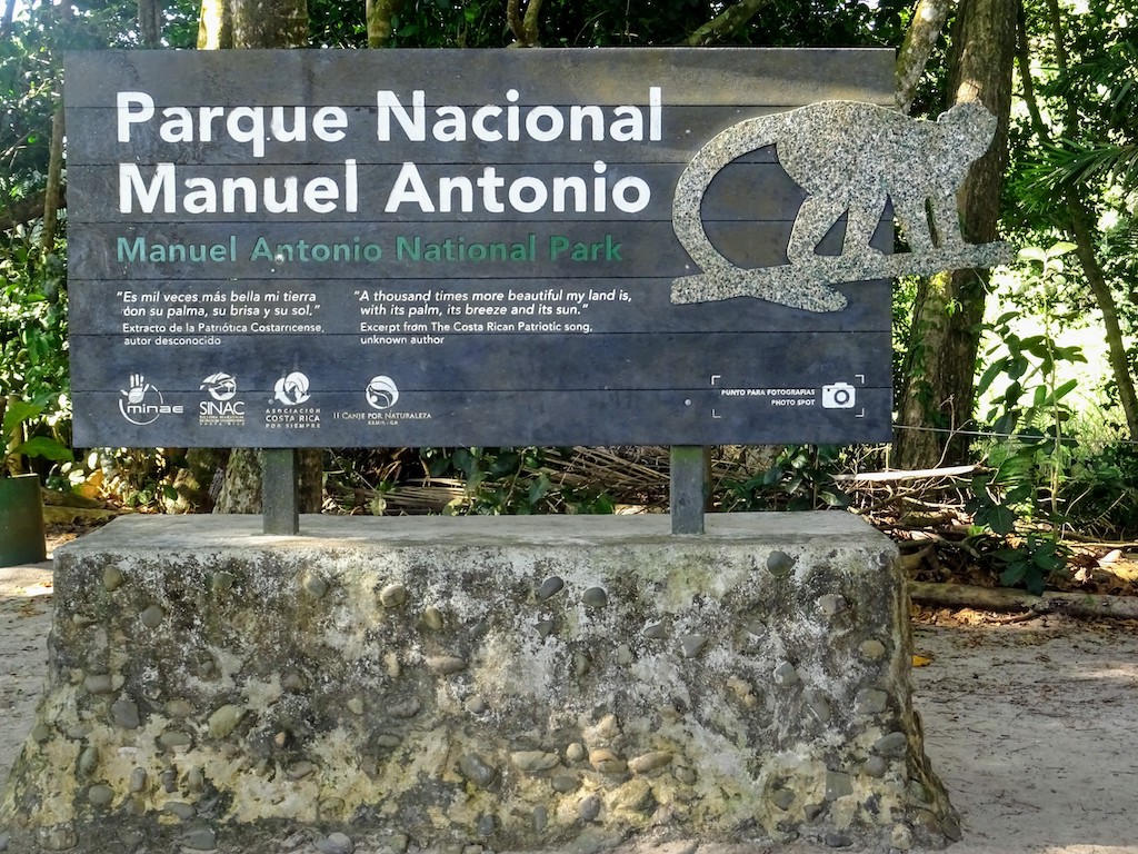 Costa Rica Manuel Antonio National park sign