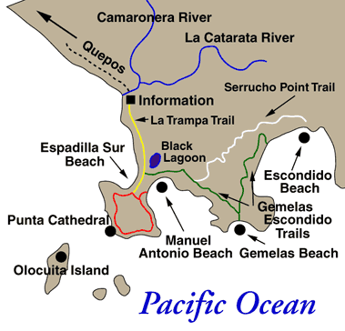 Costa Rica Manuel Antonio national park global map