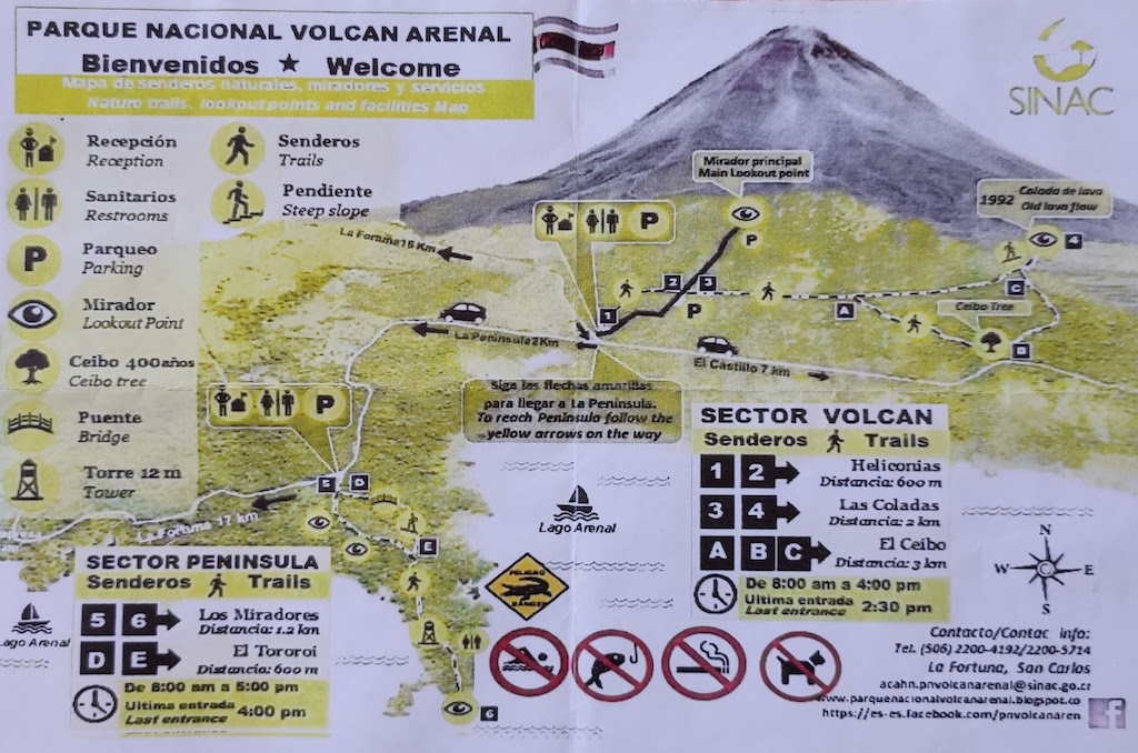 Costa Rica Arenal national park map