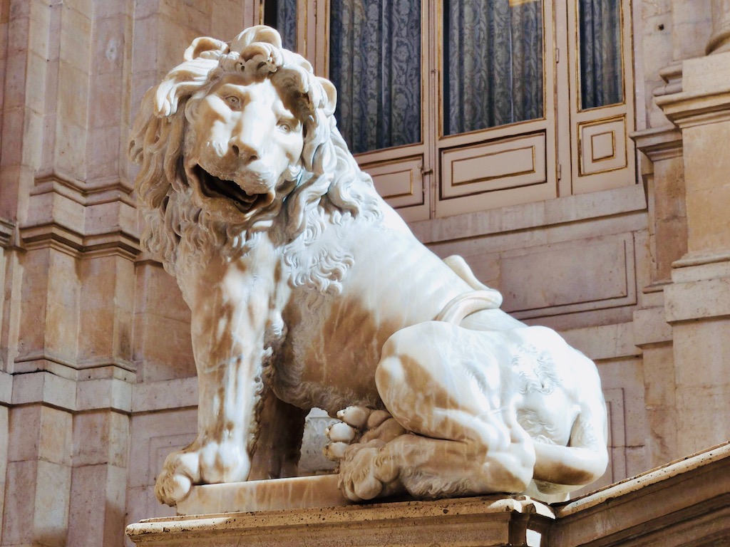 Spain Madrid Royal Palace lion hall